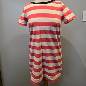 J. Crew Striped Short Sleeve T-Shirt Dress | Size Small | Red and White